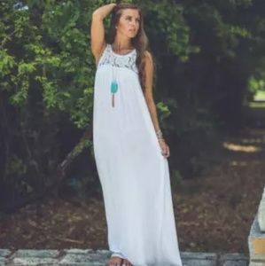 Elegant White Swim Coverup Bohemian Dress size small